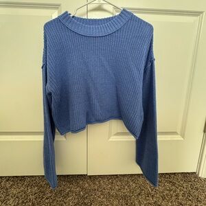 Wild Fable, Blue Cropped Sweater with Bell Sleeves, Size Medium